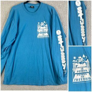 Stussy T-Shirt Men L  Blue Long Sleeve Logo Sleeve Graphic Surf Skate Hip Hop